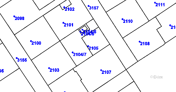 Parcela st. 2105 v KÚ Nusle, Katastrální mapa
