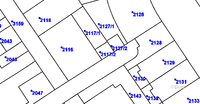 Parcela st. 2117/2 v KÚ Nusle, Katastrální mapa