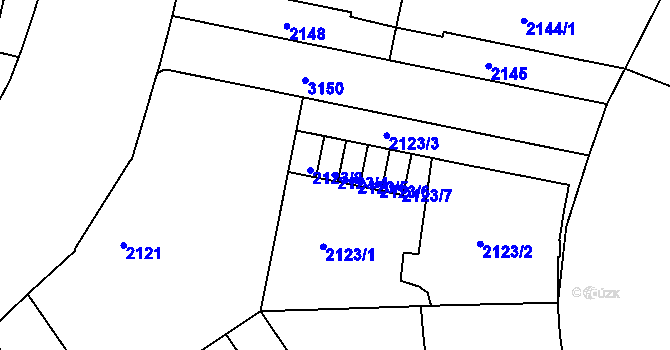 Parcela st. 2123/4 v KÚ Nusle, Katastrální mapa