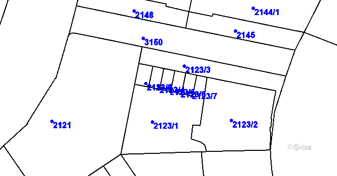 Parcela st. 2123/5 v KÚ Nusle, Katastrální mapa