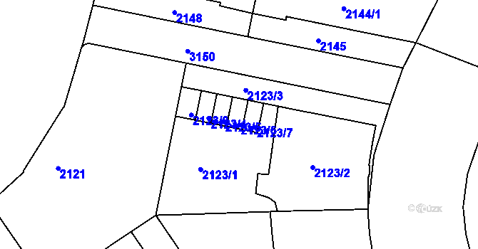 Parcela st. 2123/6 v KÚ Nusle, Katastrální mapa