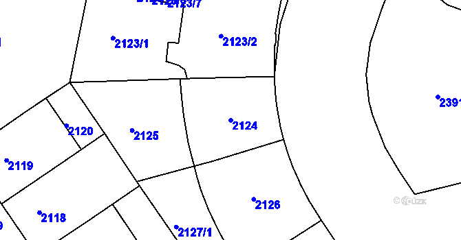 Parcela st. 2124 v KÚ Nusle, Katastrální mapa