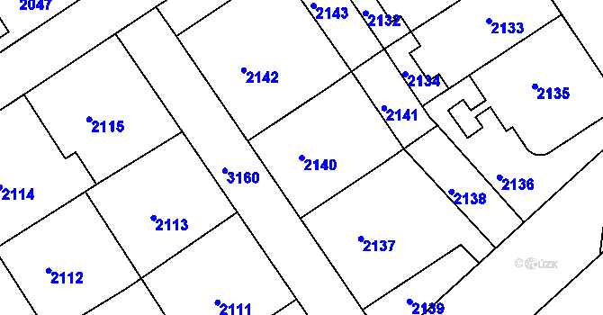 Parcela st. 2140 v KÚ Nusle, Katastrální mapa