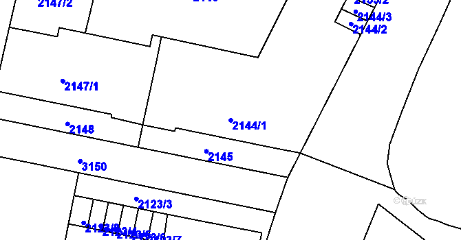Parcela st. 2144/1 v KÚ Nusle, Katastrální mapa