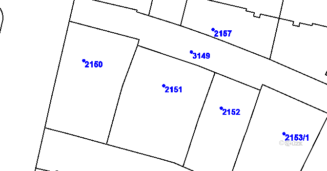 Parcela st. 2151 v KÚ Nusle, Katastrální mapa