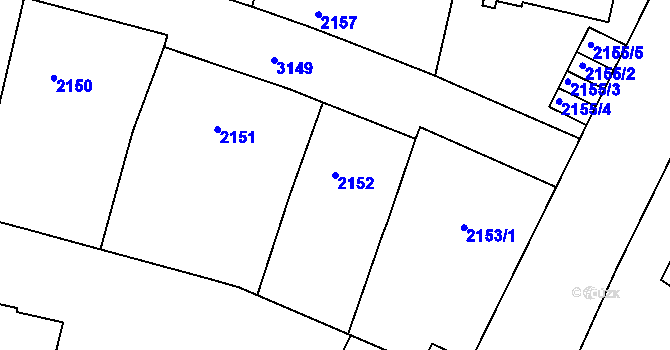 Parcela st. 2152 v KÚ Nusle, Katastrální mapa