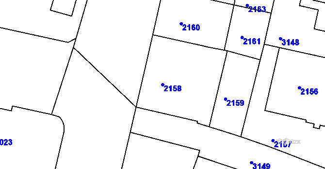Parcela st. 2158 v KÚ Nusle, Katastrální mapa