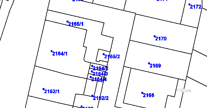 Parcela st. 2165/2 v KÚ Nusle, Katastrální mapa