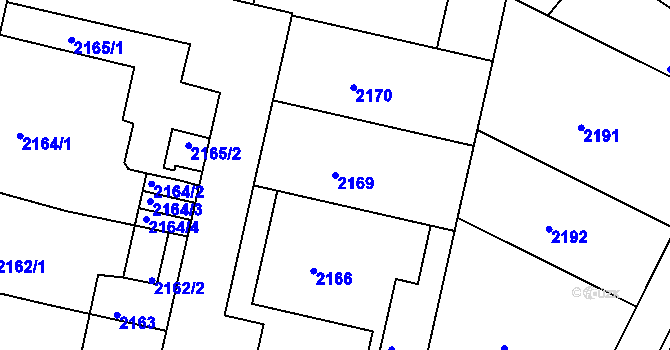 Parcela st. 2169 v KÚ Nusle, Katastrální mapa