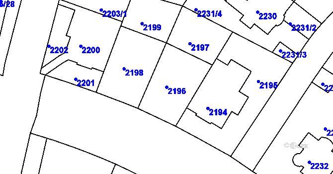 Parcela st. 2196 v KÚ Nusle, Katastrální mapa