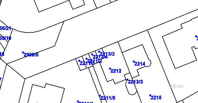 Parcela st. 2213/2 v KÚ Nusle, Katastrální mapa