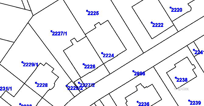 Parcela st. 2224 v KÚ Nusle, Katastrální mapa