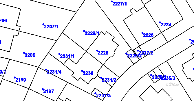 Parcela st. 2228 v KÚ Nusle, Katastrální mapa