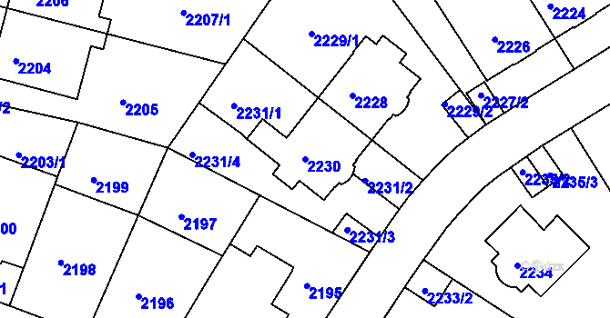 Parcela st. 2230 v KÚ Nusle, Katastrální mapa