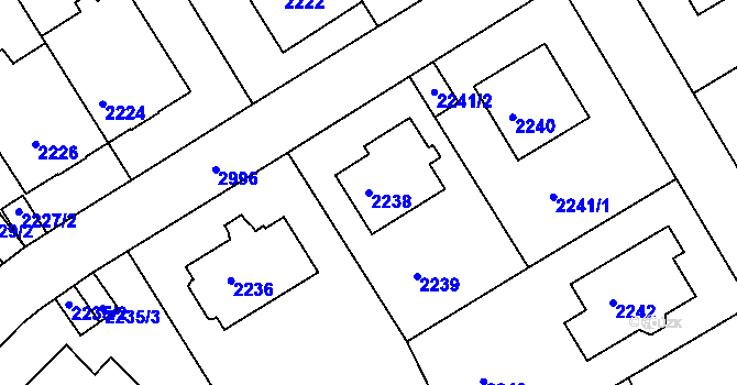 Parcela st. 2238 v KÚ Nusle, Katastrální mapa