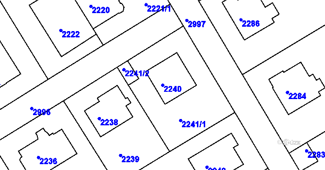 Parcela st. 2240 v KÚ Nusle, Katastrální mapa