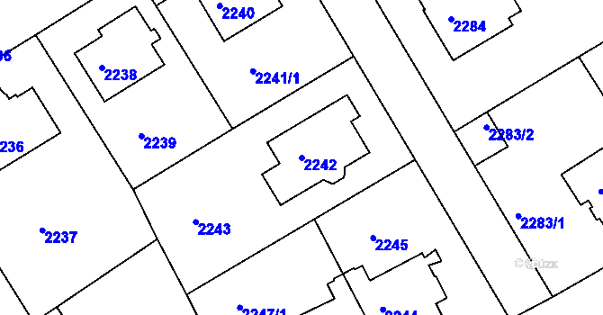 Parcela st. 2242 v KÚ Nusle, Katastrální mapa
