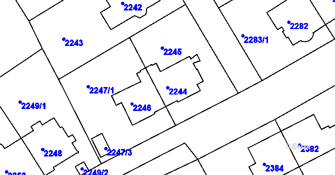 Parcela st. 2244 v KÚ Nusle, Katastrální mapa