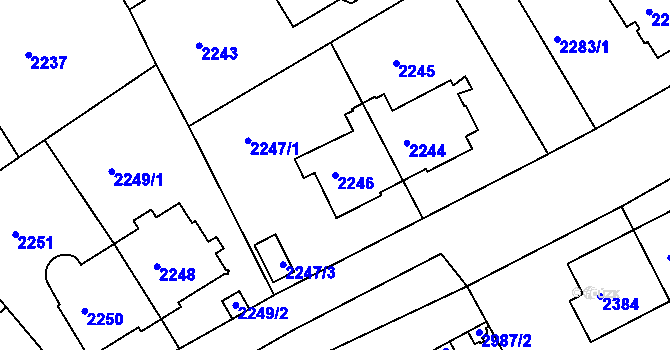Parcela st. 2246 v KÚ Nusle, Katastrální mapa