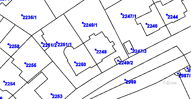 Parcela st. 2248 v KÚ Nusle, Katastrální mapa