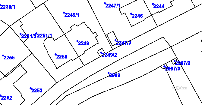 Parcela st. 2249/2 v KÚ Nusle, Katastrální mapa