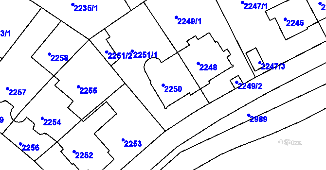 Parcela st. 2250 v KÚ Nusle, Katastrální mapa