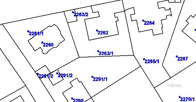 Parcela st. 2263/1 v KÚ Nusle, Katastrální mapa