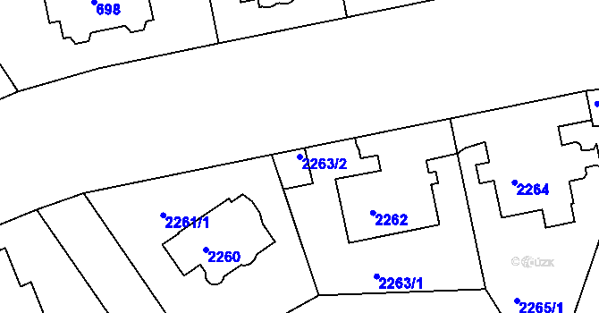 Parcela st. 2263/2 v KÚ Nusle, Katastrální mapa
