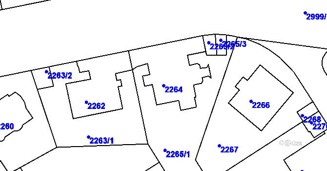 Parcela st. 2264 v KÚ Nusle, Katastrální mapa