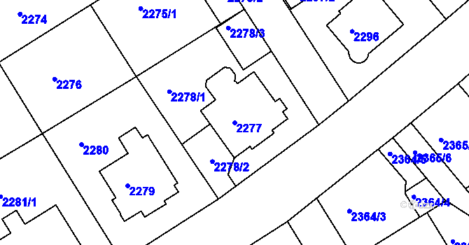 Parcela st. 2277 v KÚ Nusle, Katastrální mapa