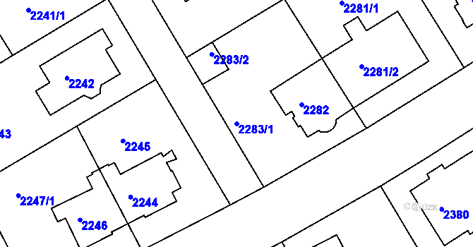 Parcela st. 2283/1 v KÚ Nusle, Katastrální mapa