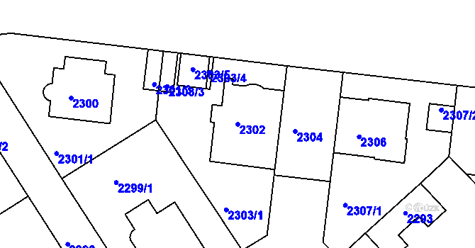 Parcela st. 2302 v KÚ Nusle, Katastrální mapa