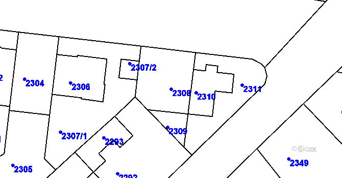 Parcela st. 2308 v KÚ Nusle, Katastrální mapa