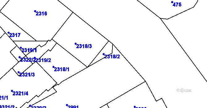 Parcela st. 2318/2 v KÚ Nusle, Katastrální mapa