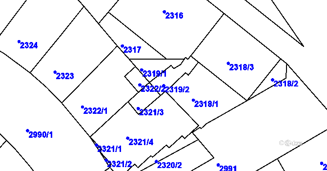 Parcela st. 2319/2 v KÚ Nusle, Katastrální mapa