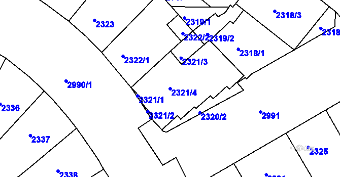 Parcela st. 2321/4 v KÚ Nusle, Katastrální mapa