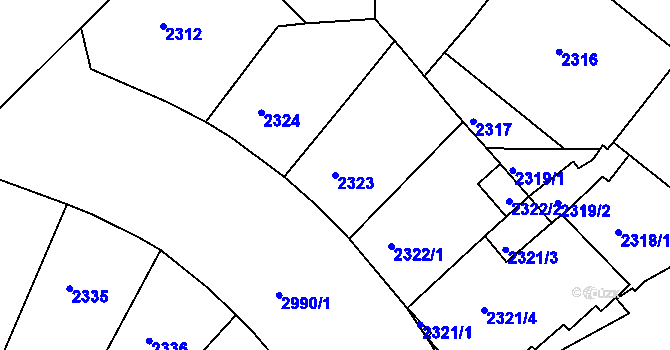 Parcela st. 2323 v KÚ Nusle, Katastrální mapa