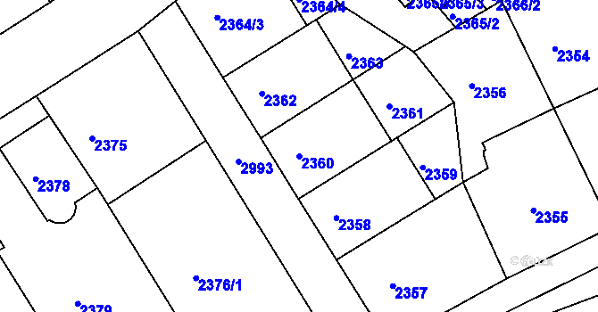 Parcela st. 2360 v KÚ Nusle, Katastrální mapa