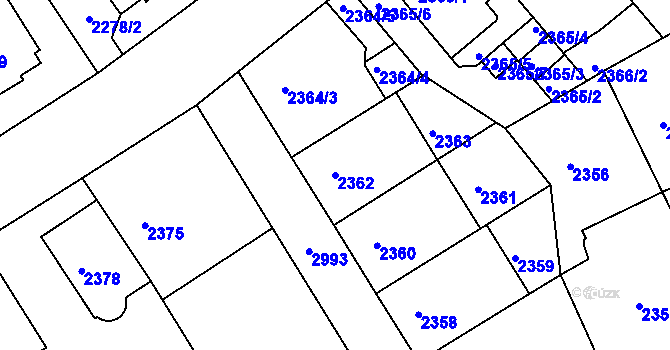 Parcela st. 2362 v KÚ Nusle, Katastrální mapa