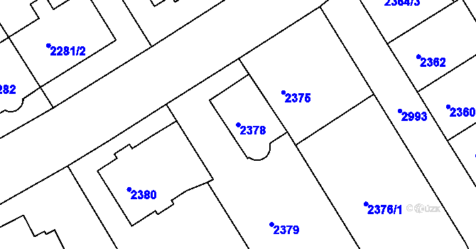 Parcela st. 2378 v KÚ Nusle, Katastrální mapa