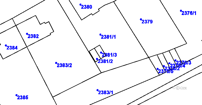 Parcela st. 2381/3 v KÚ Nusle, Katastrální mapa
