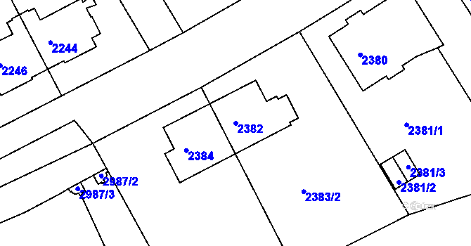 Parcela st. 2382 v KÚ Nusle, Katastrální mapa