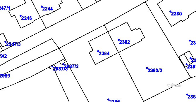 Parcela st. 2384 v KÚ Nusle, Katastrální mapa