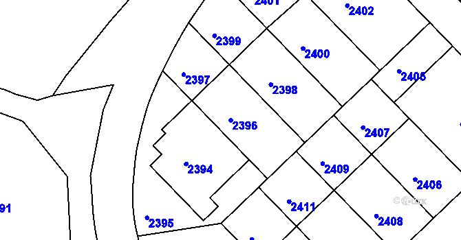 Parcela st. 2396 v KÚ Nusle, Katastrální mapa