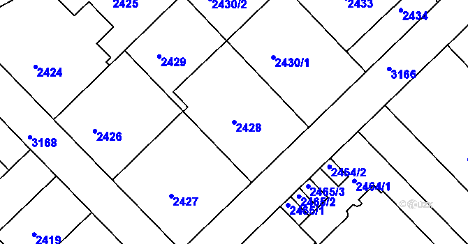 Parcela st. 2428 v KÚ Nusle, Katastrální mapa