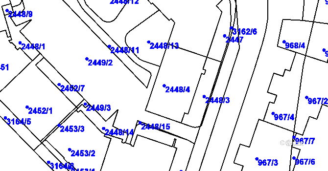Parcela st. 2448/4 v KÚ Nusle, Katastrální mapa