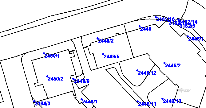 Parcela st. 2448/5 v KÚ Nusle, Katastrální mapa