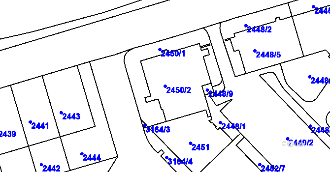 Parcela st. 2450/2 v KÚ Nusle, Katastrální mapa