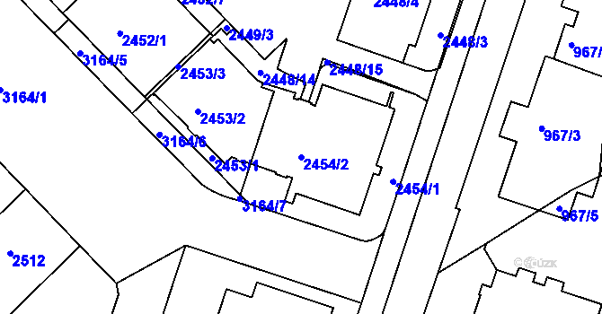 Parcela st. 2454/2 v KÚ Nusle, Katastrální mapa