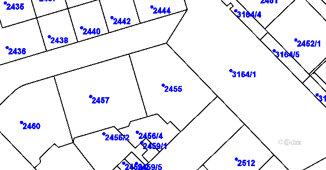 Parcela st. 2455 v KÚ Nusle, Katastrální mapa